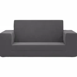 vidaXL Bäddsoffa för barn 2-sits antracit mjuk plysch