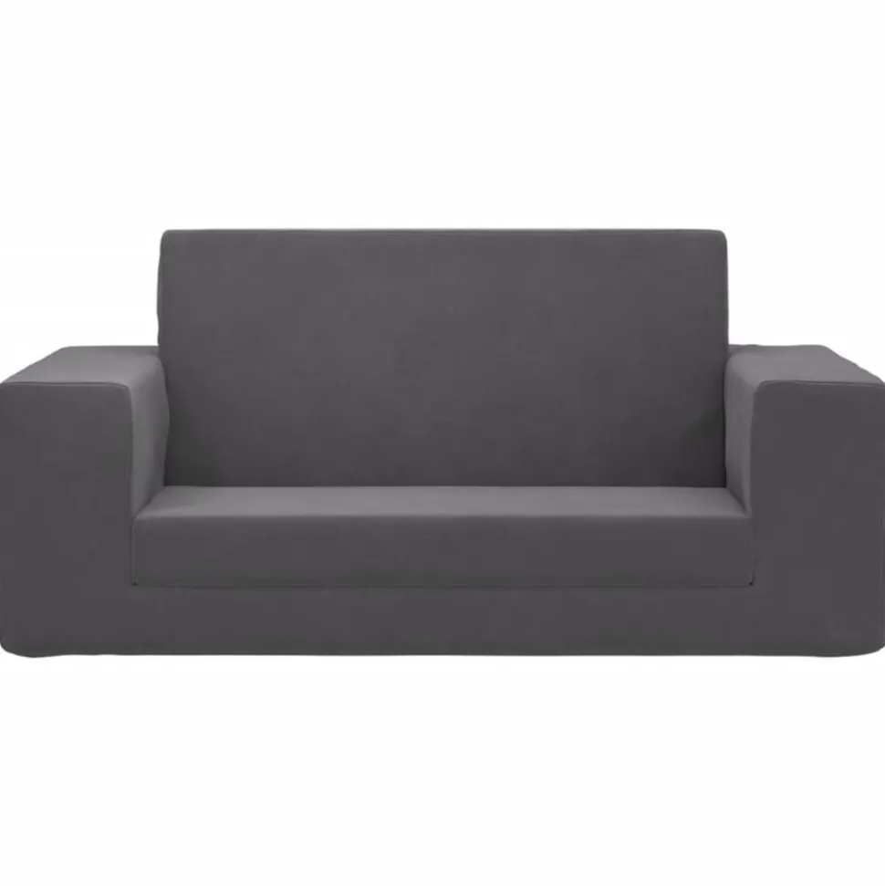 vidaXL Bäddsoffa för barn 2-sits antracit mjuk plysch