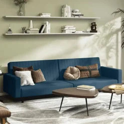 vidaXL Bäddsoffa 2-sits blå sammet