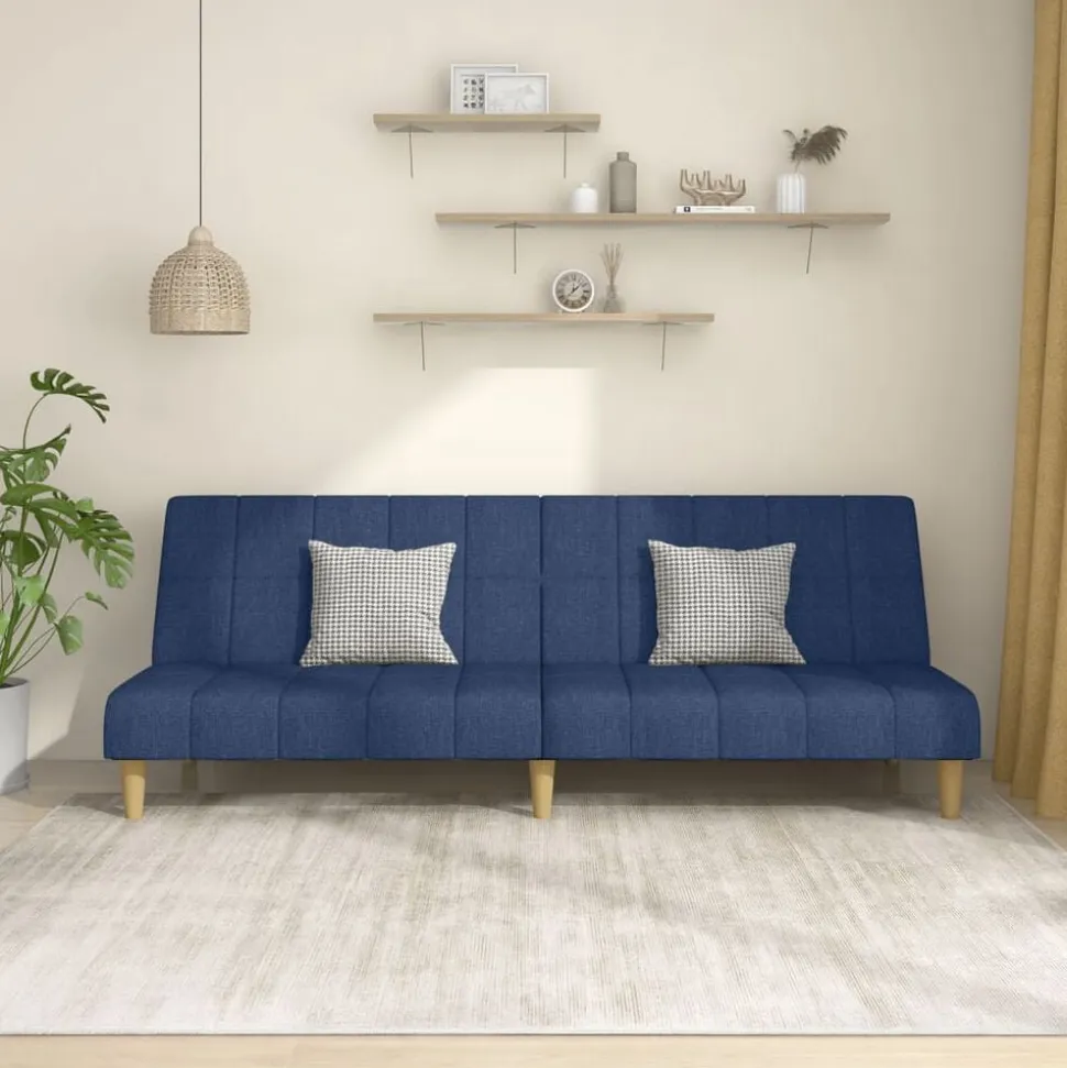 vidaXL Bäddsoffa 2-sits blå tyg