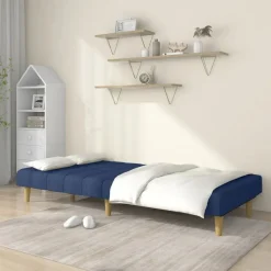 vidaXL Bäddsoffa 2-sits blå tyg