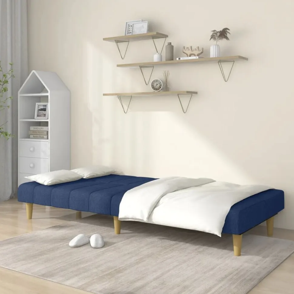 vidaXL Bäddsoffa 2-sits blå tyg
