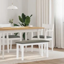 vidaXL Bänk 90 cm vit massivt trä gummi