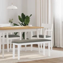 vidaXL Bänk 110 cm vitt massivt trä gummi