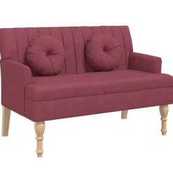 vidaXL Bänk med dynor vinröd 113x64,5x75,5 cm tyg
