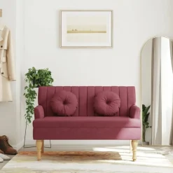 vidaXL Bänk med dynor vinröd 113x64,5x75,5 cm tyg