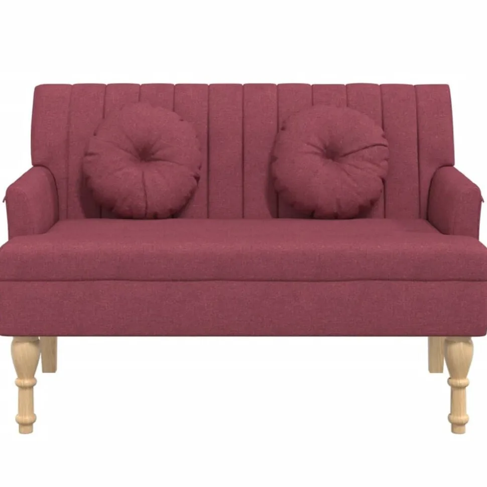 vidaXL Bänk med dynor vinröd 113x64,5x75,5 cm tyg