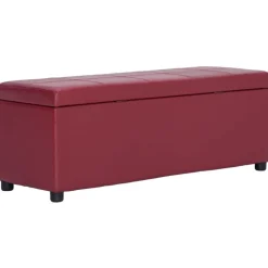 vidaXL Bänk med förvaringsutrymme 116 cm vinröd konstläder