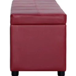 vidaXL Bänk med förvaringsutrymme 116 cm vinröd konstläder