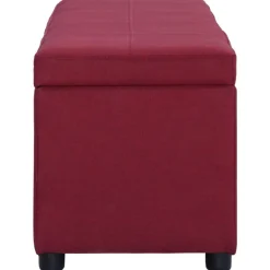 vidaXL Bänk med förvaringsutrymme 116 cm vinröd polyester