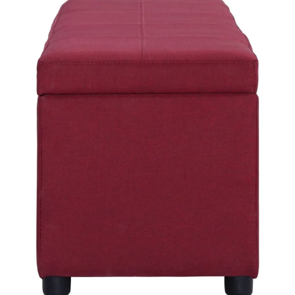 vidaXL Bänk med förvaringsutrymme 116 cm vinröd polyester
