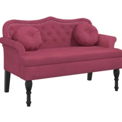vidaXL Bänk med kuddar vinröd 120,5x65x75 cm sammet