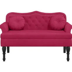 vidaXL Bänk med kuddar vinröd 120,5x65x75 cm sammet