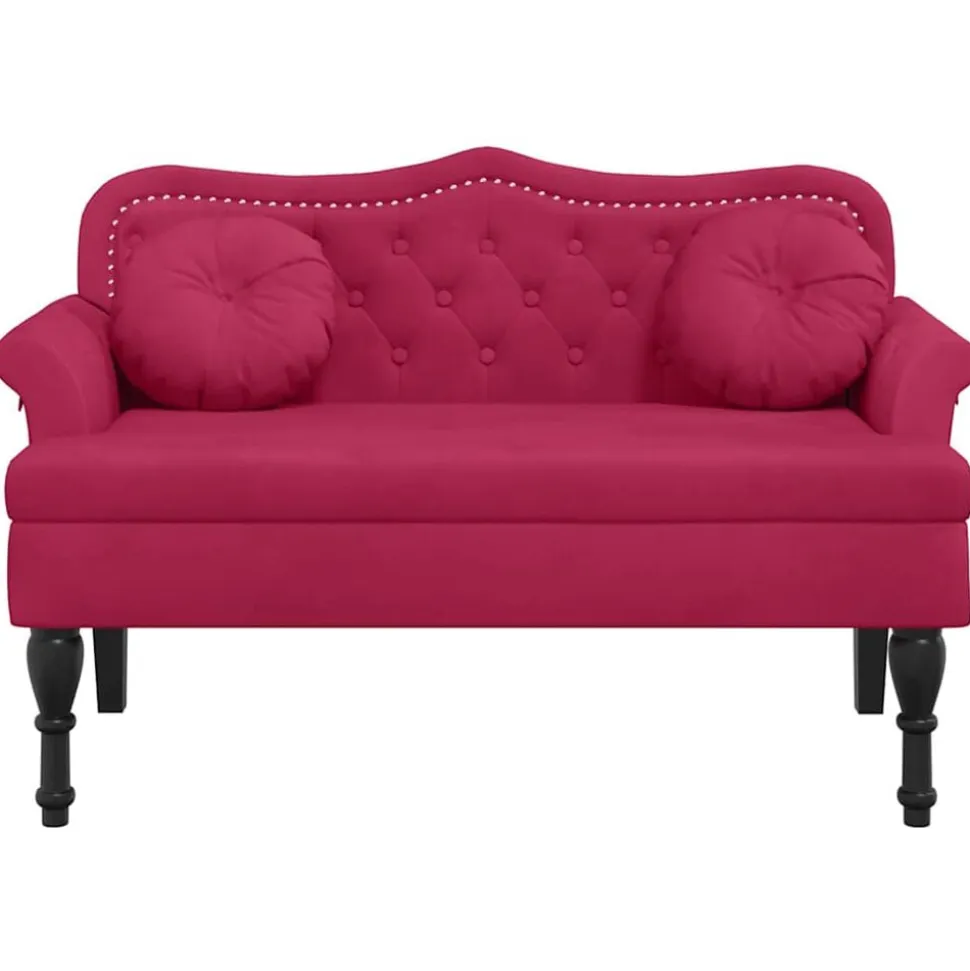 vidaXL Bänk med kuddar vinröd 120,5x65x75 cm sammet