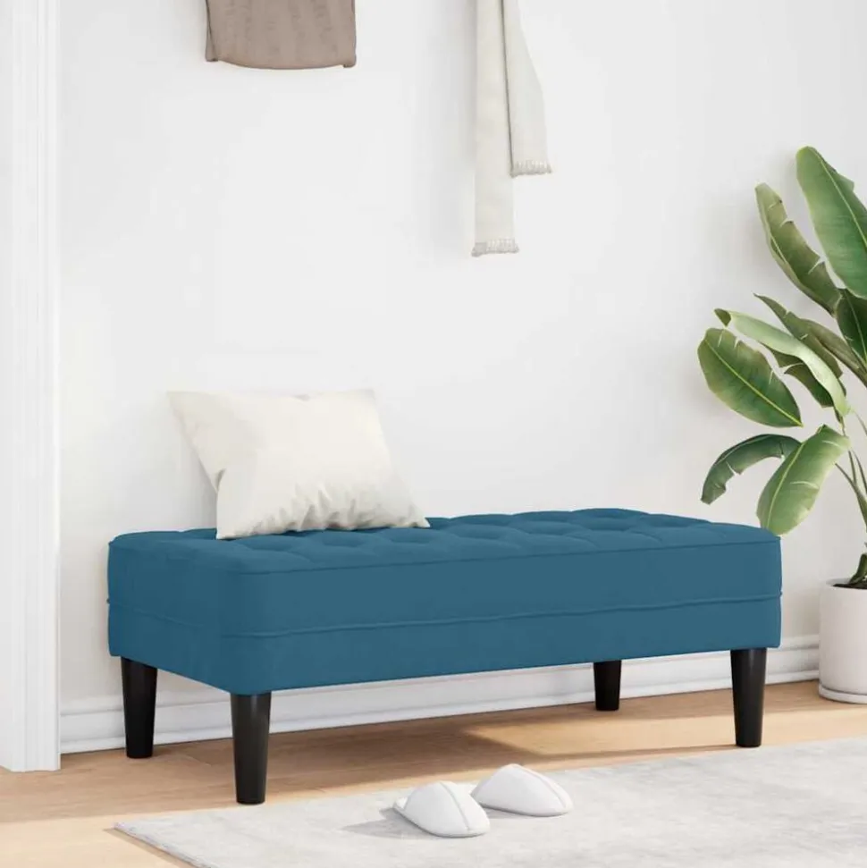 vidaXL bänk med kudde Blå 113 x 57 x 39 cm Sammet