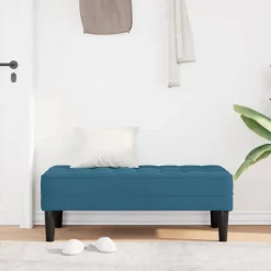 vidaXL bänk med kudde Blå 113 x 57 x 39 cm Sammet