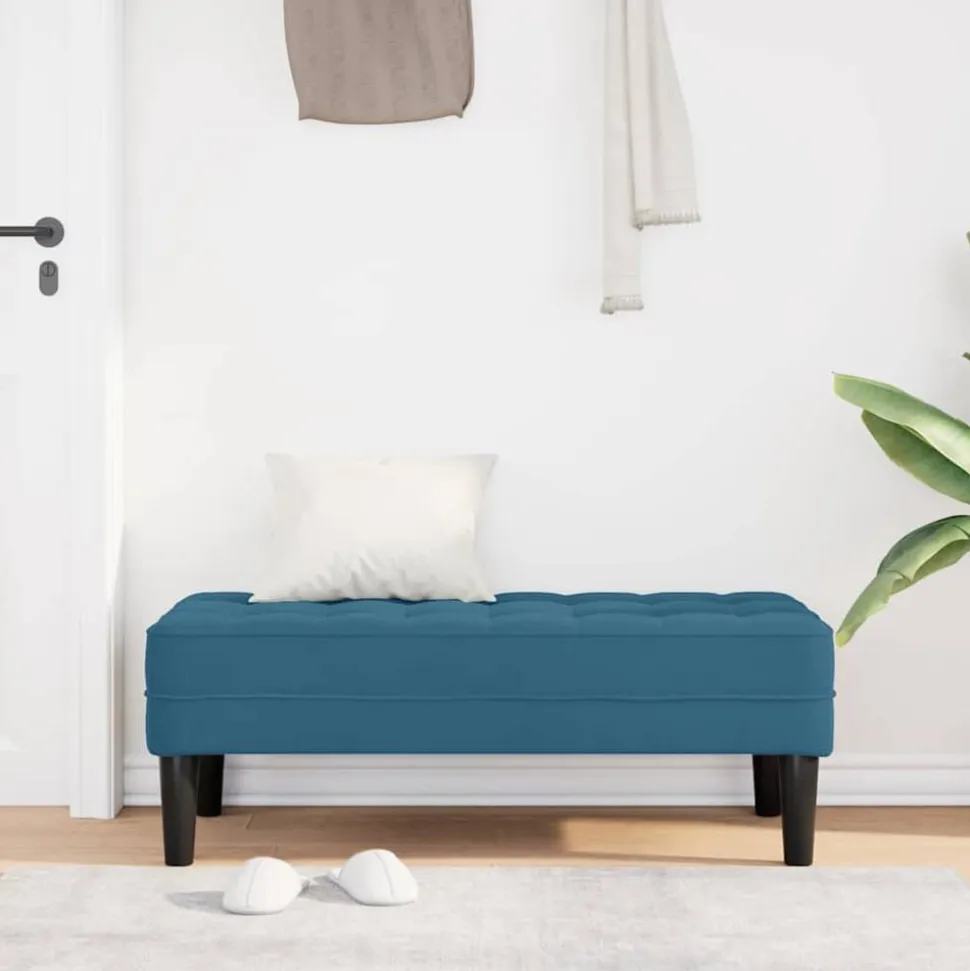 vidaXL bänk med kudde Blå 113 x 57 x 39 cm Sammet