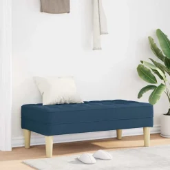 vidaXL bänk med kudde Blå 113 x 57 x 39 cm tyg