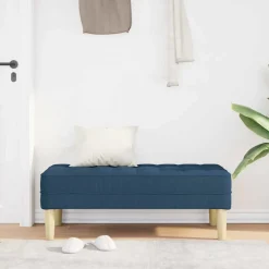 vidaXL bänk med kudde Blå 113 x 57 x 39 cm tyg