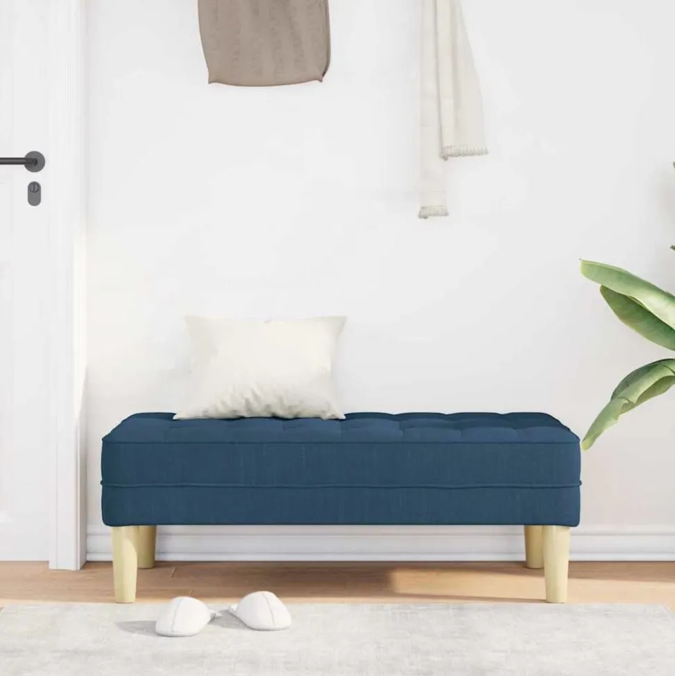vidaXL bänk med kudde Blå 113 x 57 x 39 cm tyg