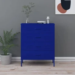 vidaXL Byrå marinblå 80x35x101,5 cm stål