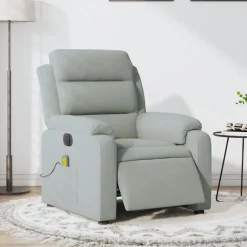 vidaXL Elektrisk massagefåtölj ljusgrå sammet