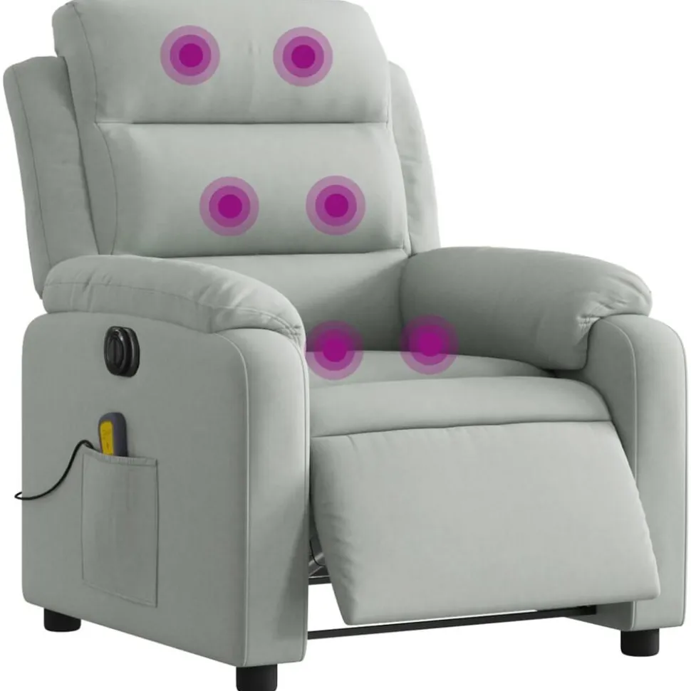 vidaXL Elektrisk massagefåtölj ljusgrå sammet