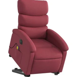 vidaXL Elektrisk massagefåtölj med uppresningshjälp vinröd tyg