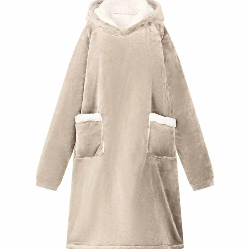 vidaXL Filt-hoodie Beige M Fleece och Flanell