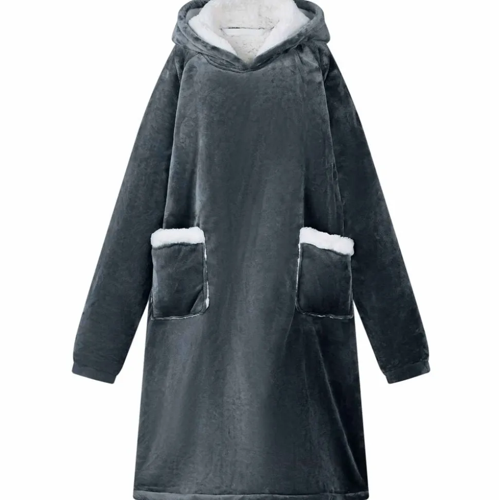 vidaXL Filt-hoodie Mörkblå M Fleece och Flanell