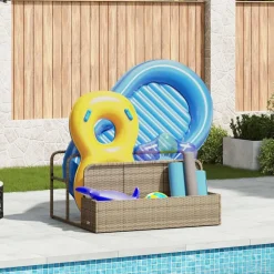 vidaXL Förvaring vid poolen med flottör beige 110x100x57 cm