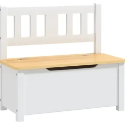 vidaXL Förvaringsbänk barn vit och beige 60x30x55 cm MDF