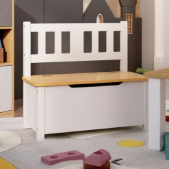vidaXL Förvaringsbänk barn vit och beige 60x30x55 cm MDF