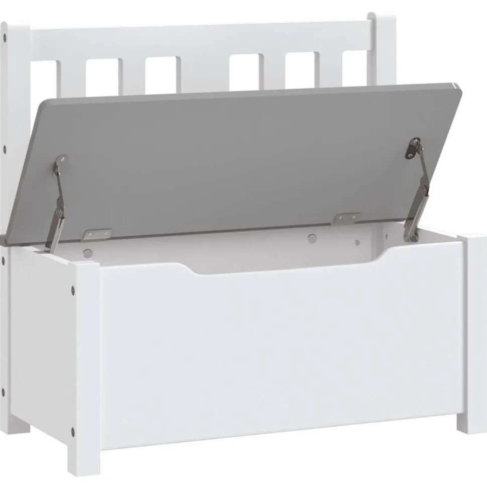 vidaXL Förvaringsbänk barn vit och grå 60x30x55 cm MDF
