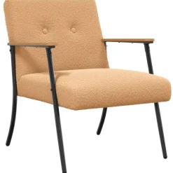 vidaXL fåtölj Beige Krälsig Ull-liknande Tyg