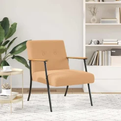vidaXL fåtölj Beige Krälsig Ull-liknande Tyg