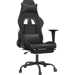 vidaXL Gamingstol med massage och fotstöd svart konstläder