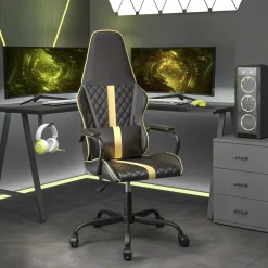 vidaXL Gamingstol svart och guld konstläder