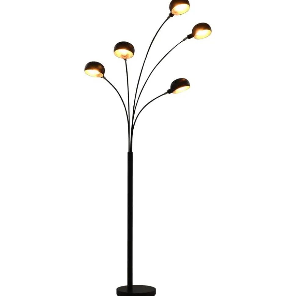 vidaXL Golvlampa 200 cm 5 x E14 svart och guld