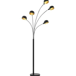 vidaXL Golvlampa 200 cm 5 x E14 svart och guld