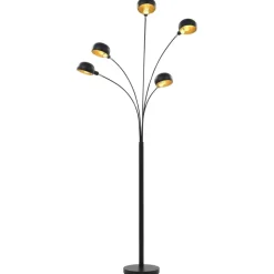 vidaXL Golvlampa 200 cm 5 x E14 svart och guld