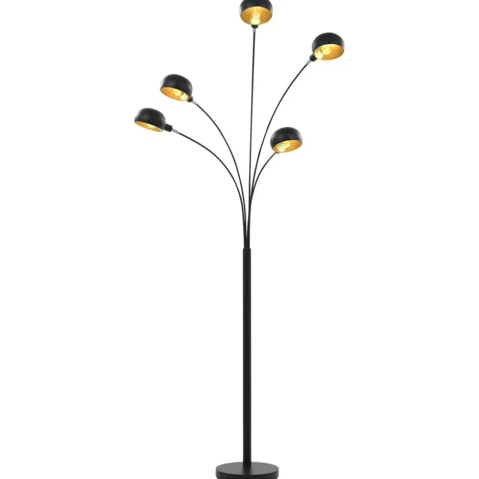 vidaXL Golvlampa 200 cm 5 x E14 svart och guld