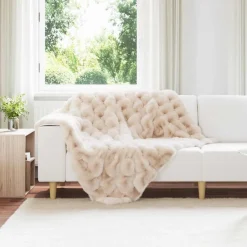 vidaXL Halkfri filt i konstgjord kaninfäll Olite Beige 130 x 150 cm
