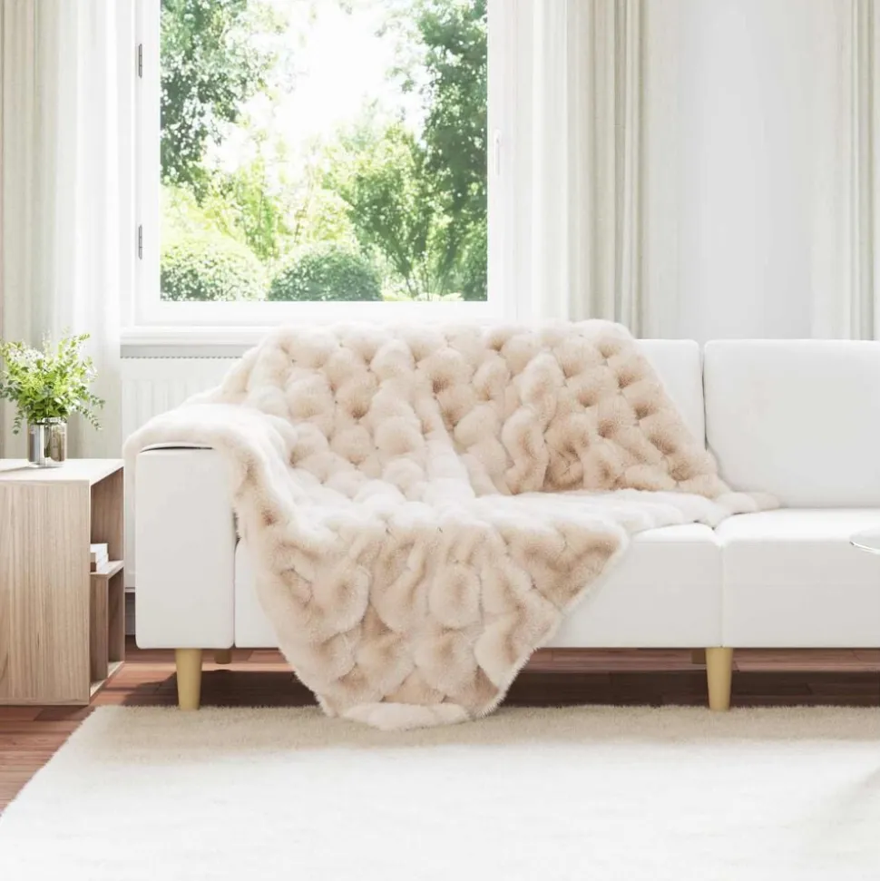 vidaXL Halkfri filt i konstgjord kaninfäll Olite Beige 130 x 150 cm