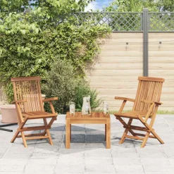 vidaXL Hopfällbar trädgårdsstol 2 st massiv teak