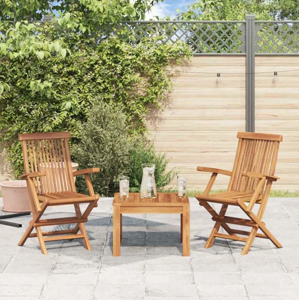 vidaXL Hopfällbar trädgårdsstol 2 st massiv teak