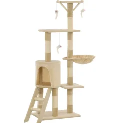 vidaXL Katträd med klöspelare i sisal 138 cm beige