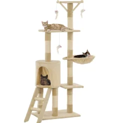 vidaXL Katträd med klöspelare i sisal 138 cm beige