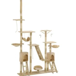 vidaXL Katträd med klöspelare i sisal 230-250 cm beige