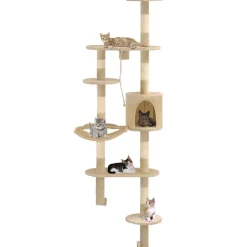 vidaXL Katträd väggmonterat med klöspelare i sisal 194 cm beige